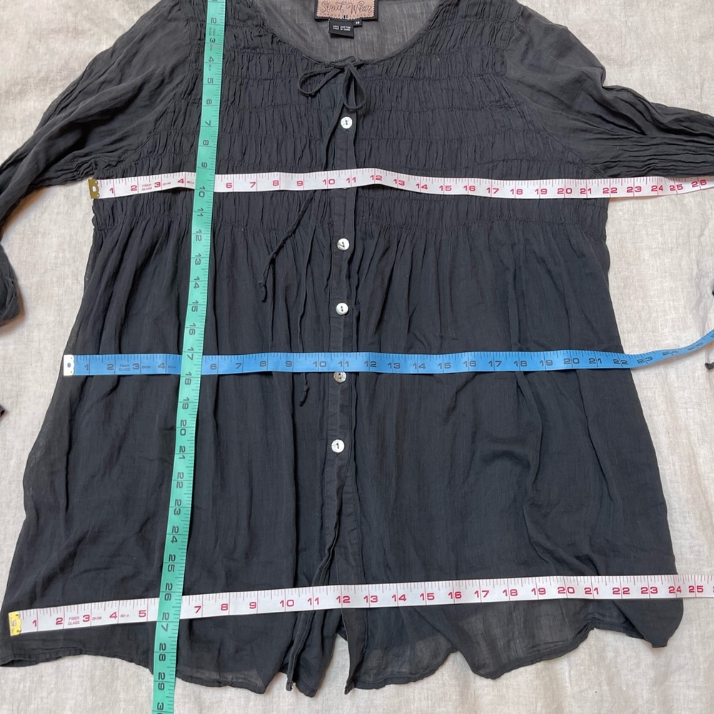 Carole Little Street Wear sheer pin tucked blouse top size 14 - Picture 4 of 5